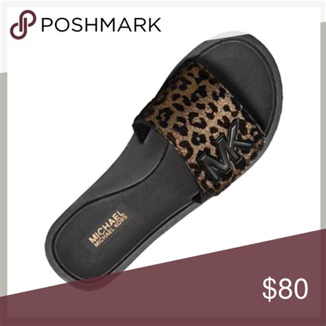 michael kors cheetah slides|Michael Kors leather slides.